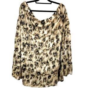 Maggie Barnes Animal Print Cheeta Tiered Pull On Midi Skirt Size 22/24W Petitie